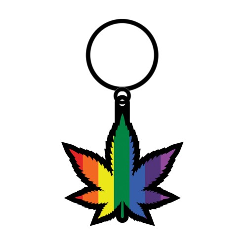 Wood Rocket Rainbow Leaf Keychain