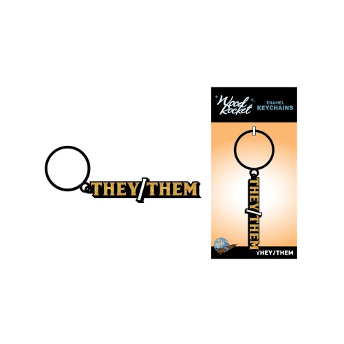 Wood Rocket They/Them Keychain Black Gold