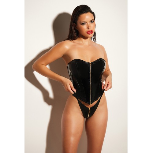 FETISH Rider Vinyl Bustier with Panty Black Size Large