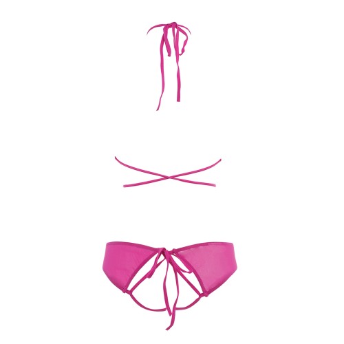 Conjunto Peek A Boo de Malla Marley para Miradas Atrevidas - Rosa Fucsia