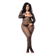 Long Sleeved Fishnet Body Stocking Black QN - Sexy Lingerie