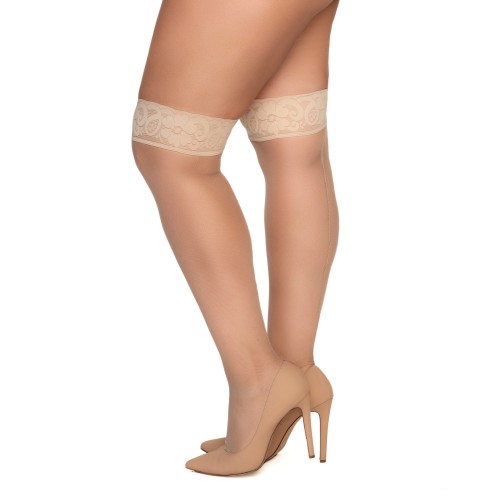 Nude Mesh Thigh High Stockings for Alluring Fit