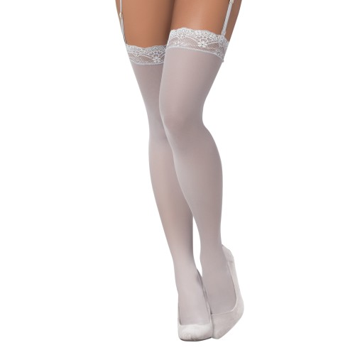 Mesh Thigh High Stockings in Elegant Shoreline Grey