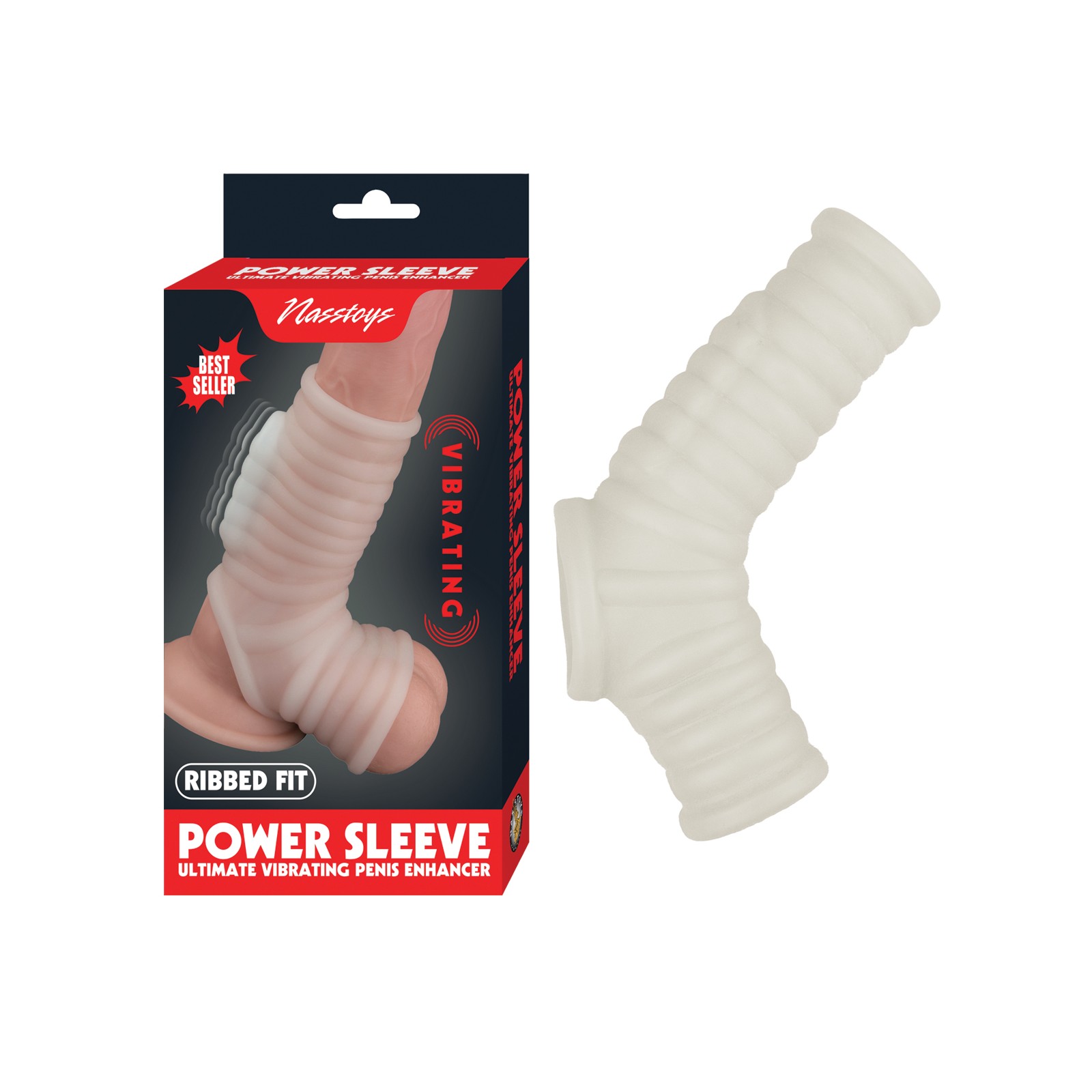 Vibrating Ribbed Fit Power Sleeve - White