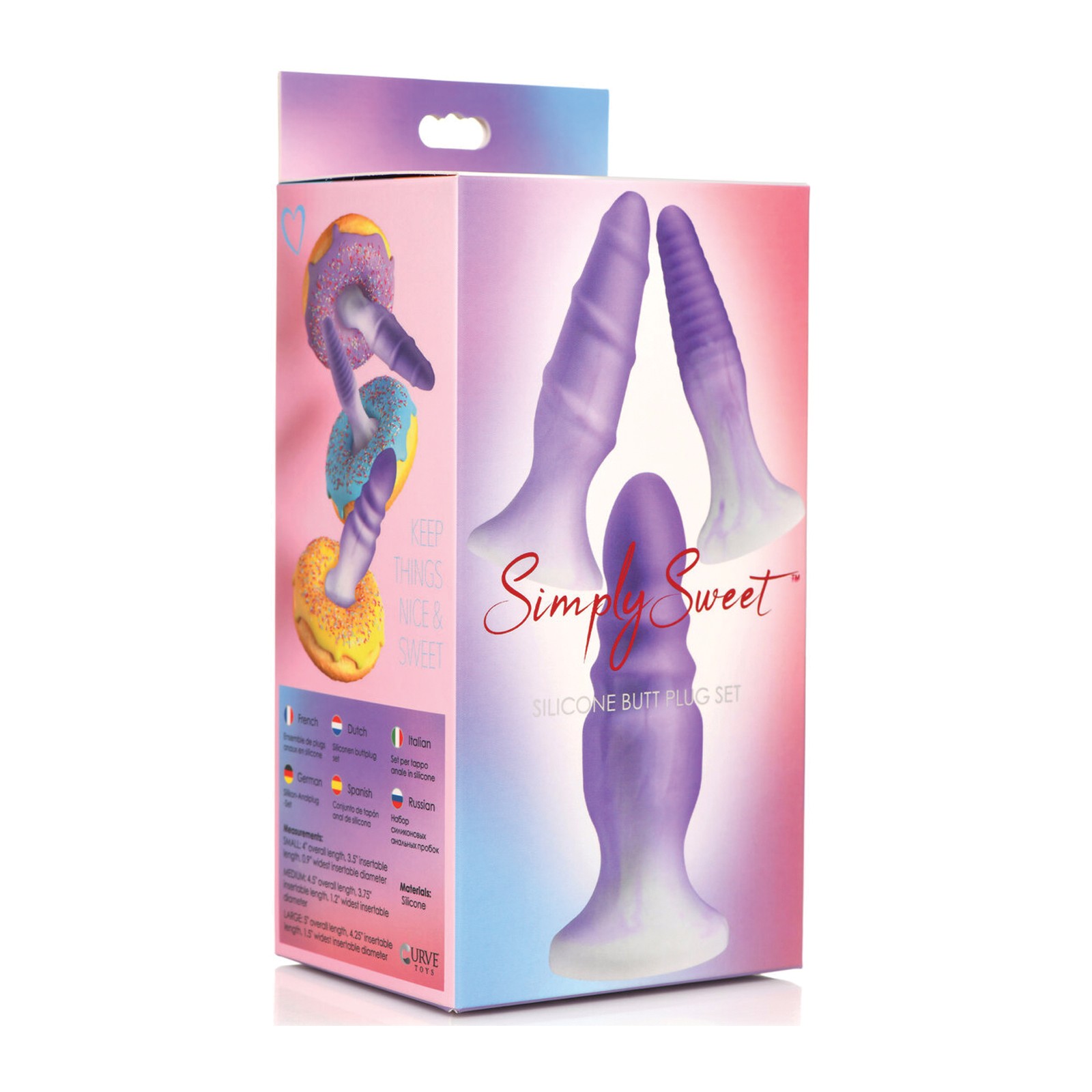 Curve Toys Simply Sweet Silicone Butt Plug Set - Purple