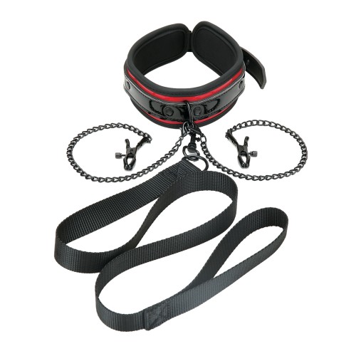 WhipSmart Heartbreaker Collar Leash Set Black Red