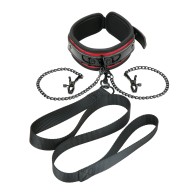 WhipSmart Heartbreaker Collar Leash Set Black Red