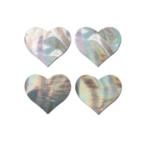 Holographic Heart Nipple Pasties - Silver for Daring Fashion