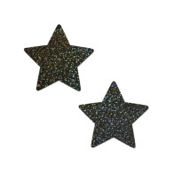 Black Glitter Star Nipple Pasties - Pastease