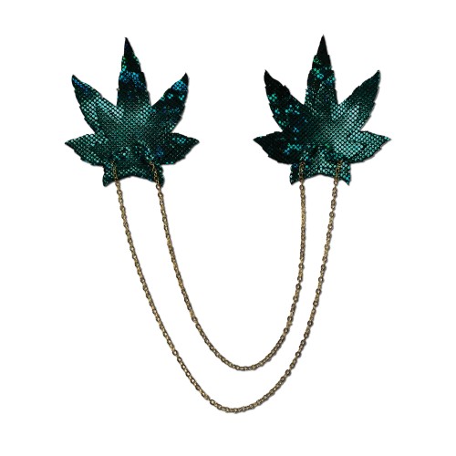 Chains Disco Weed Leaf Nipple Pasties Green