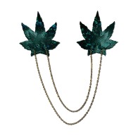 Chains Disco Weed Leaf Nipple Pasties Green