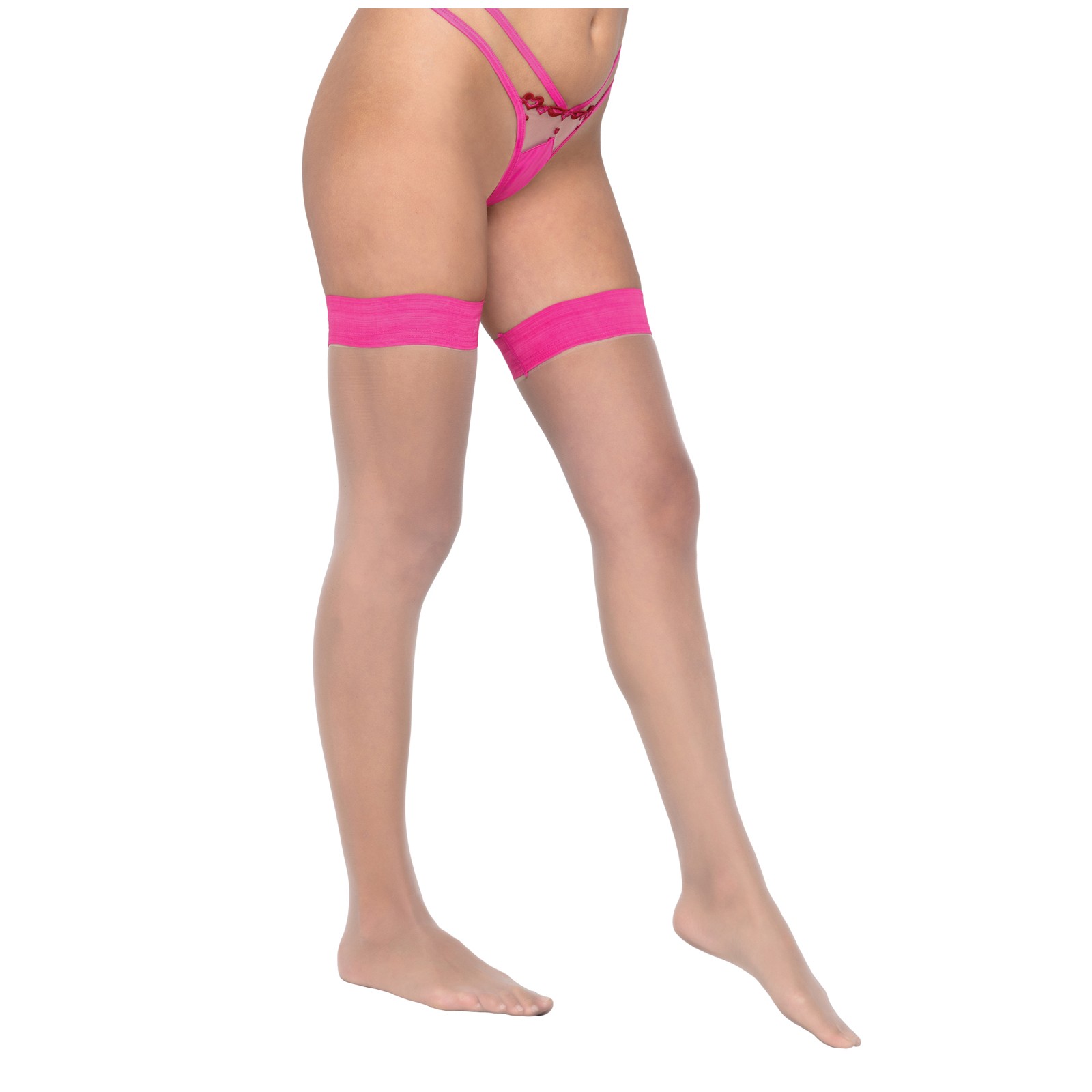 Colored Silicone Stay Up Stockings Pink O/S - Seductive Lingerie