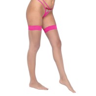 Colored Silicone Stay Up Stockings Pink O/S - Seductive Lingerie