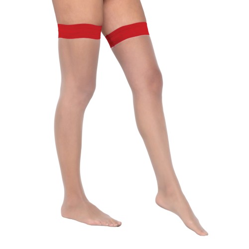 Colored Silicone Stay Up Stockings Red OS