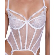 Forever Yours Embroidered Bustier & Thong - White