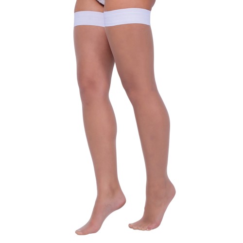 Colored Silicone Stay Up Stockings White - Comfortable and Stylish