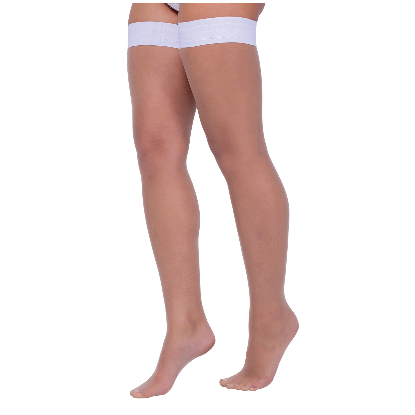 Colored Silicone Stay Up Stockings White - Comfortable and Stylish