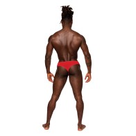 Sassy Lace Open Ring Thong Red S/M - Provocative Apparel