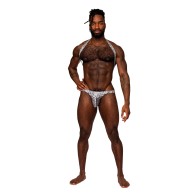 Snaked Metallic Harness Thong - Silver/Black