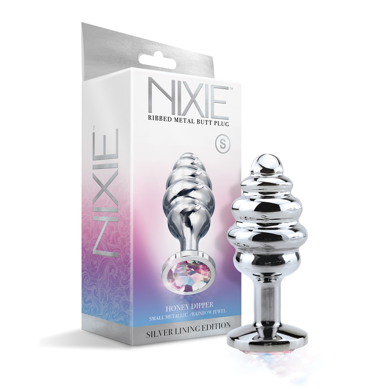 Nixie Ribbed Metal Rainbow Butt Plug