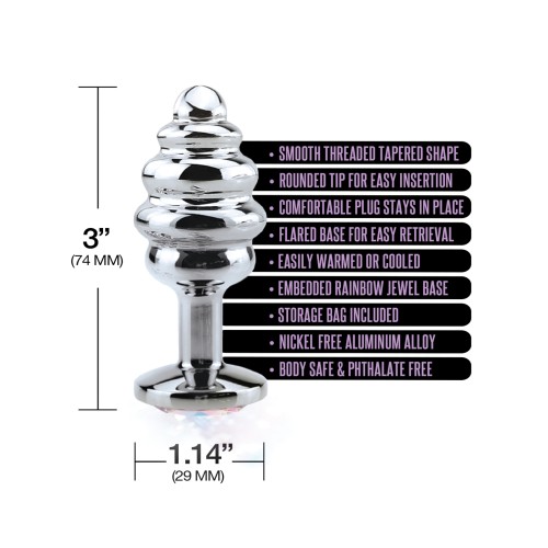 Plug Anal Nixie Ribbed Metal con Joyas Arcoíris