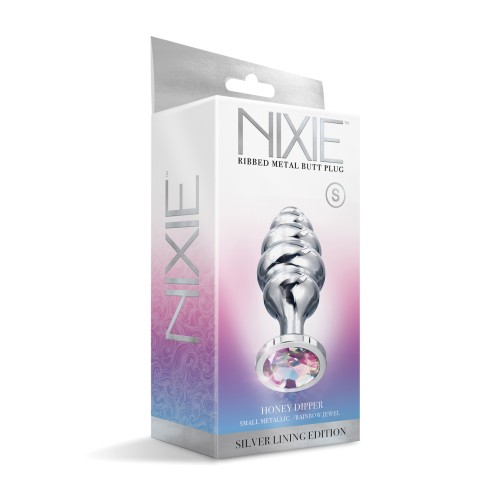 Plug Anal Nixie Ribbed Metal con Joyas Arcoíris