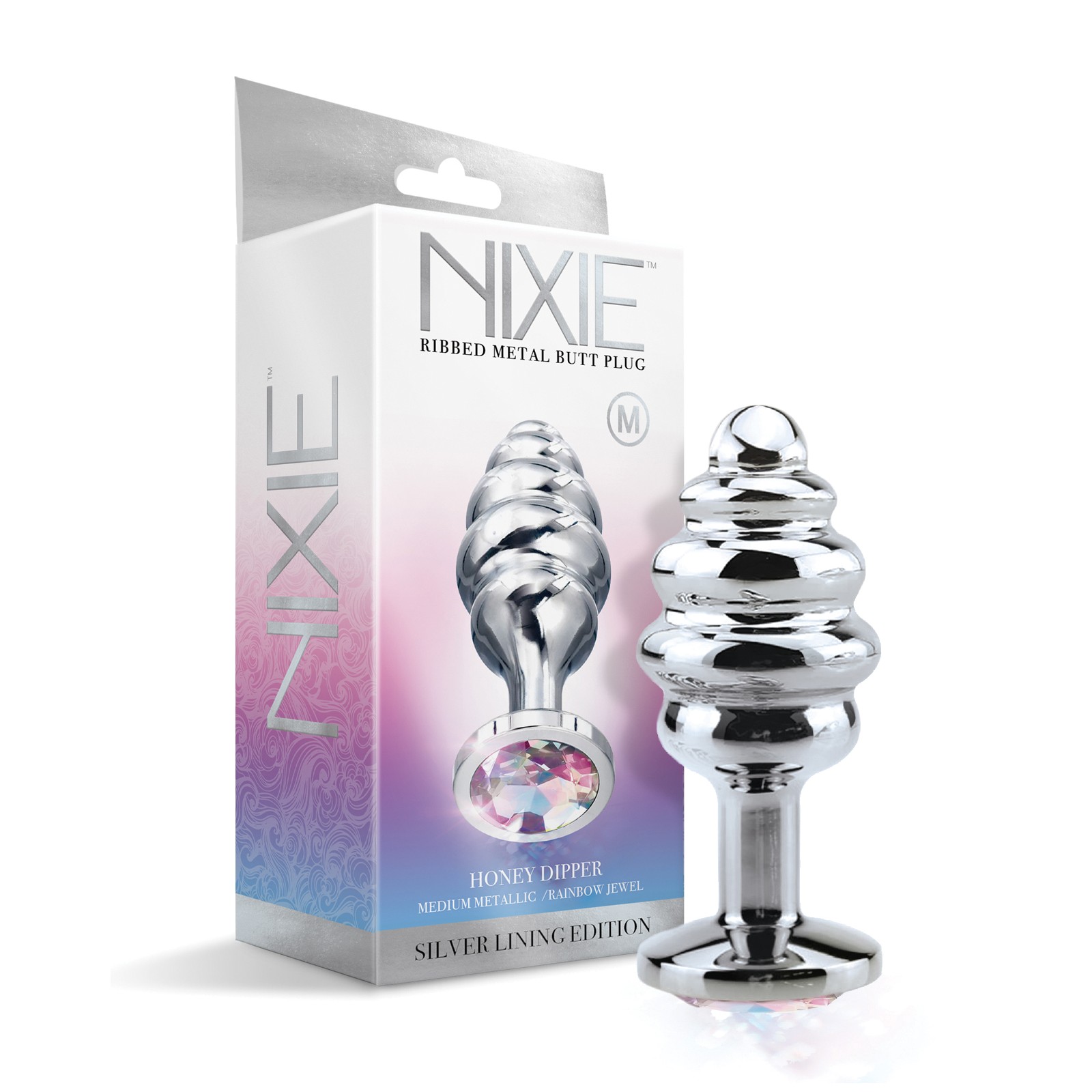 Plug Anal de Metal Nixie con Joyas Arcoíris Mediano