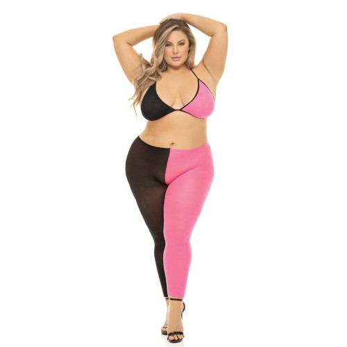 Pink Lipstick Block You Out Bra Legging Set