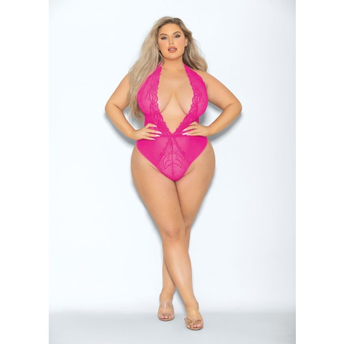 Euphoria Neon Deep V Teddy in Pink