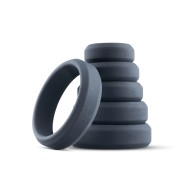 Boners 6 Pc Wide Cock Ring Set - Black