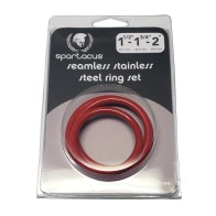 Pack de 3 C-Rings de Acero Inoxidable Spartacus Sin Costuras Rojo