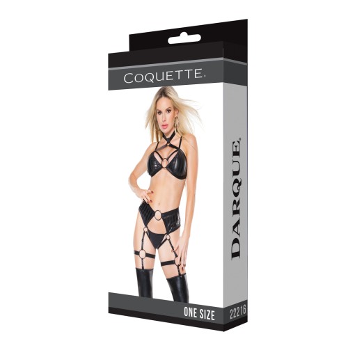 Darque Wet Look Strappy Halter Top and Panty Set