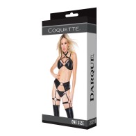 Darque Wet Look Strappy Halter Top and Panty Set