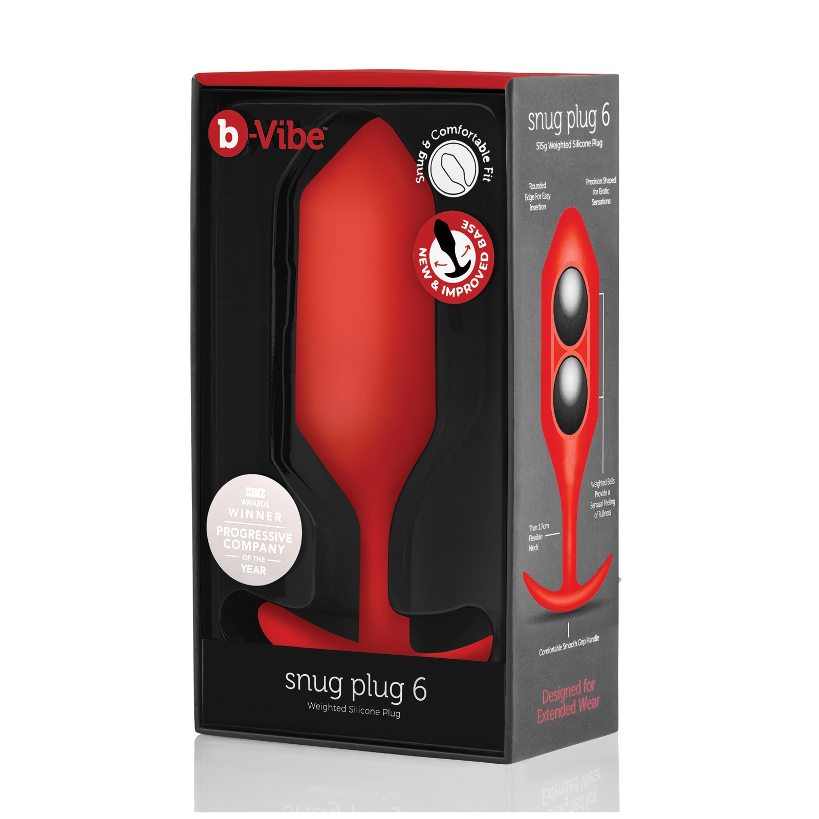 b-Vibe Plug Pesado Snug 6 - 515 g Rojo