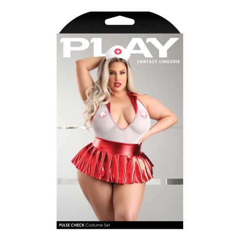 Play Pulse Check Collared Teddy Open Back Red/White