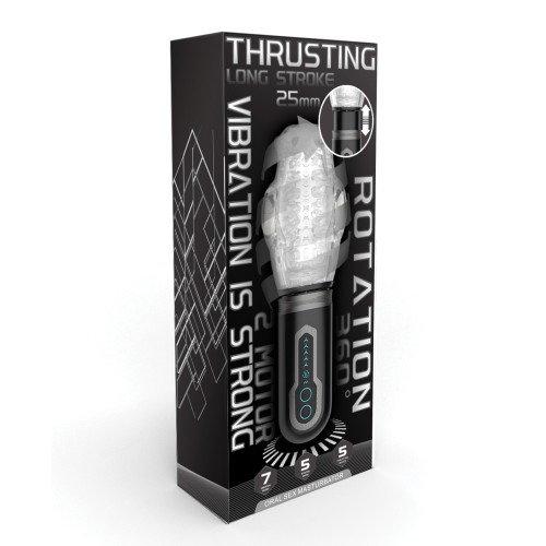 Thrusting Vibrating Rotating Oral Masturbator Black