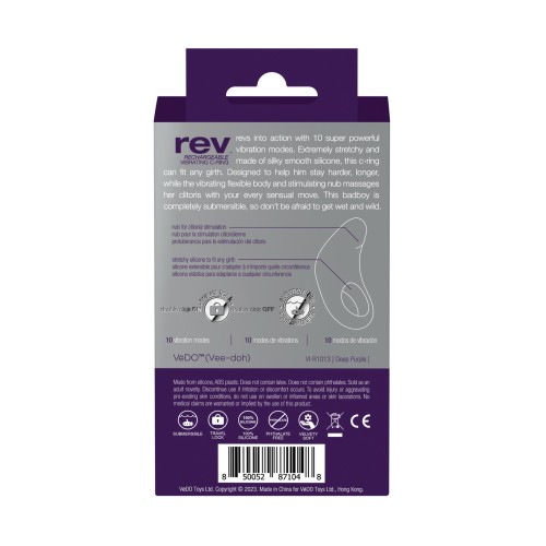 VeDO Rev Rechargeable C Ring Purple for Ultimate Pleasure