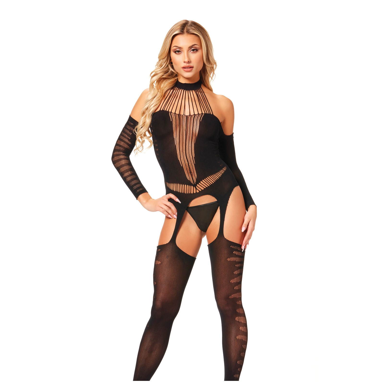 Halter Bodystocking Jumpsuit Black - Sexy Comfort