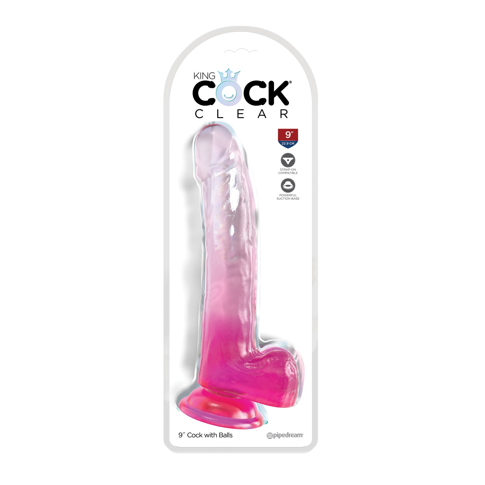 King Cock Clear 9 Inch Cock w/Balls Pink