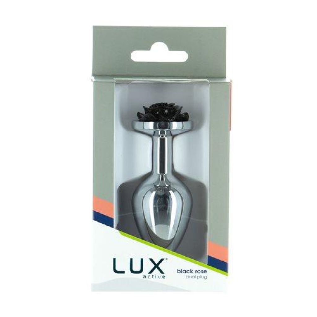 Lux Active Black Rose - 3.5in Metal Butt Plug Medium