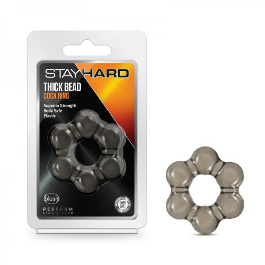 Stay Hard Thick Bead Penis Ring - Black