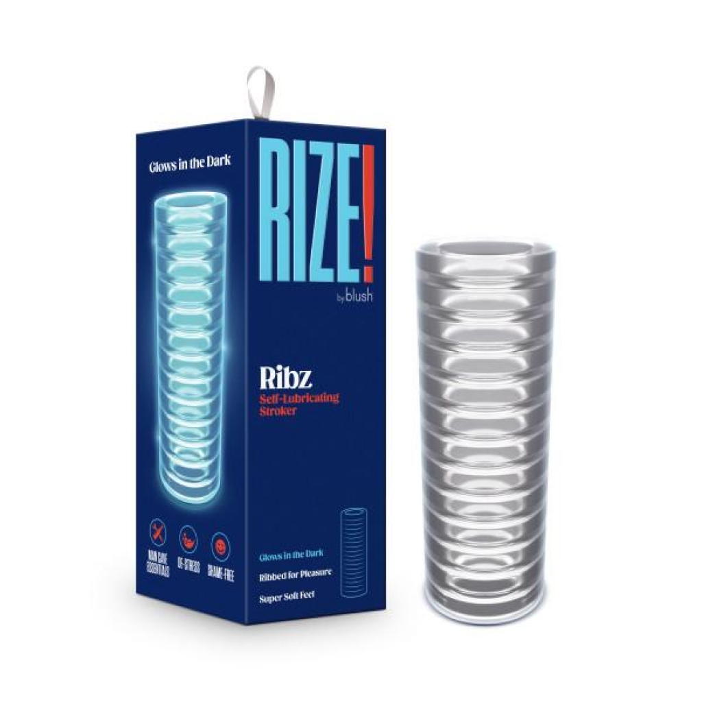 Rize Ribz Glow In The Dark Self Lubricating Stroker - Clear