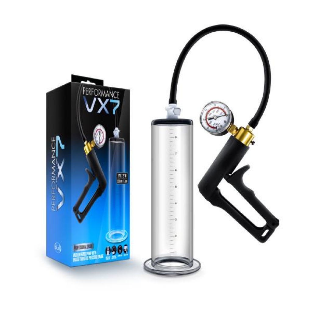 Performance VX7 Vacuum Penis Pump with Brass Trigger & Pressure Gauge