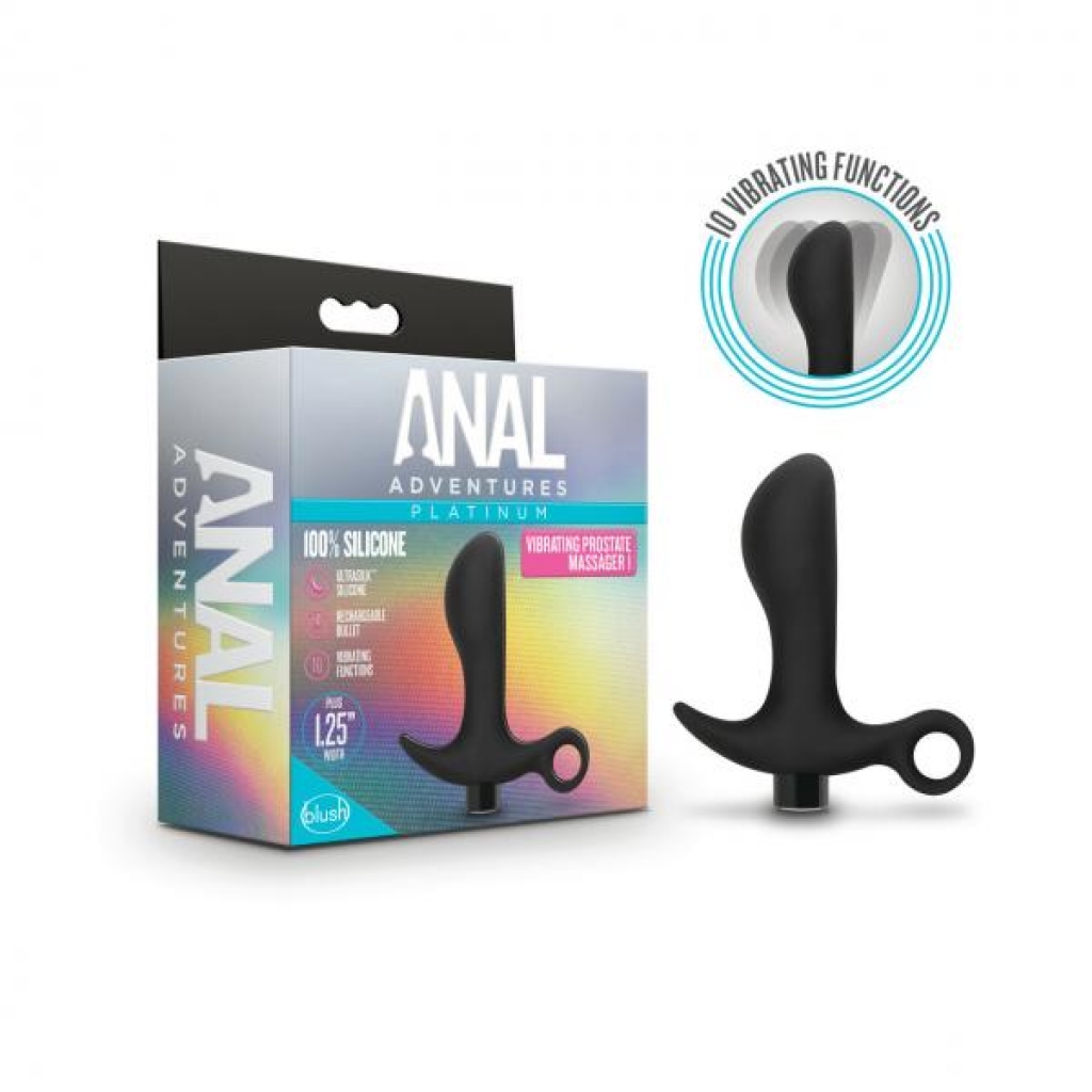 Anal Adventures Platinum Silicone Prostate Massager - Black