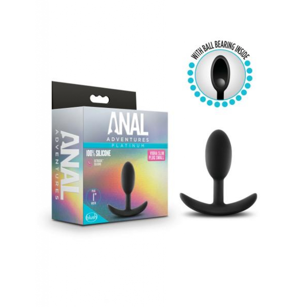 Anal Adventures Platinum Silicone Vibra Slim Plug - Small Black