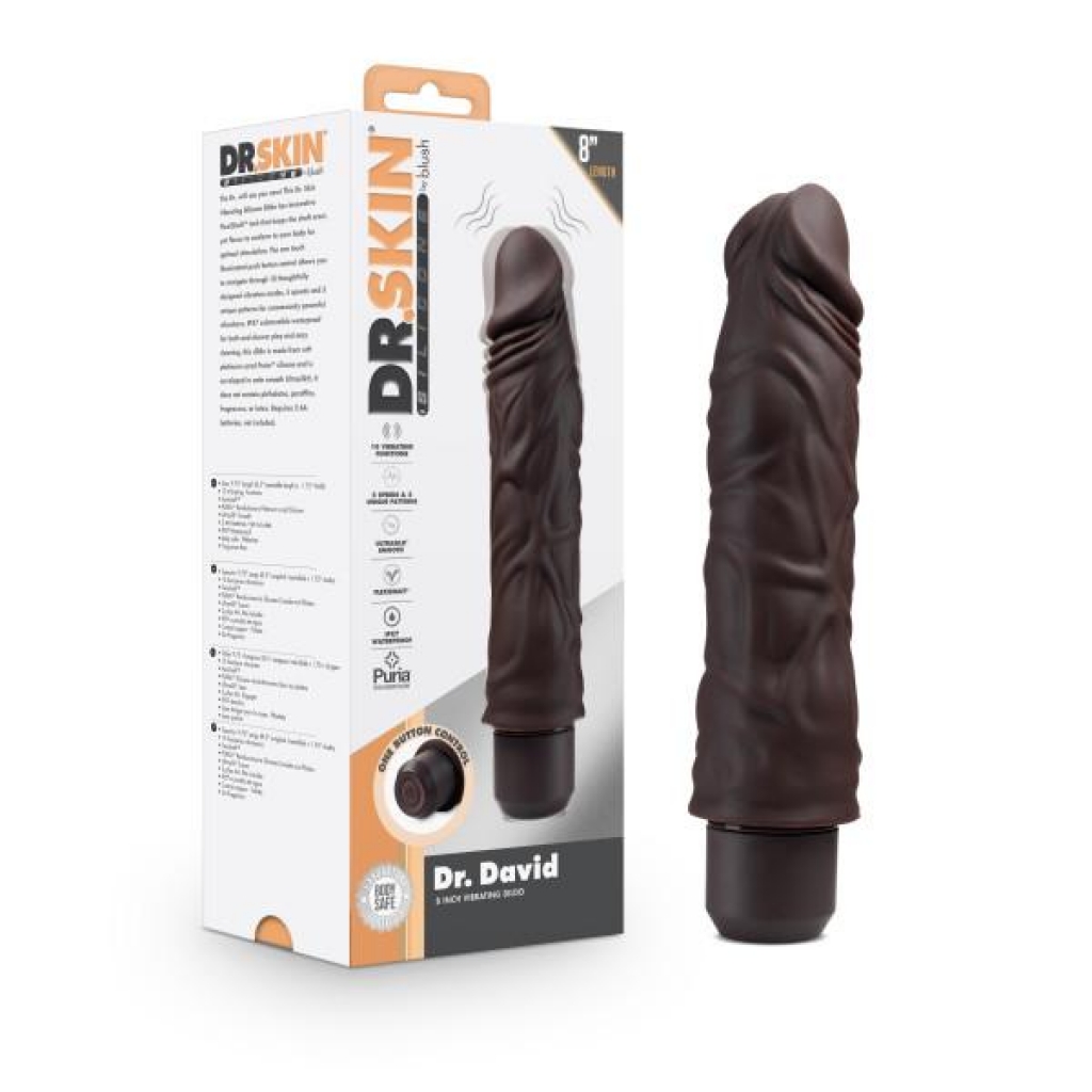 Dr. Skin Silicone Dr. David 8 Inch Vibrating Dildo - Brown