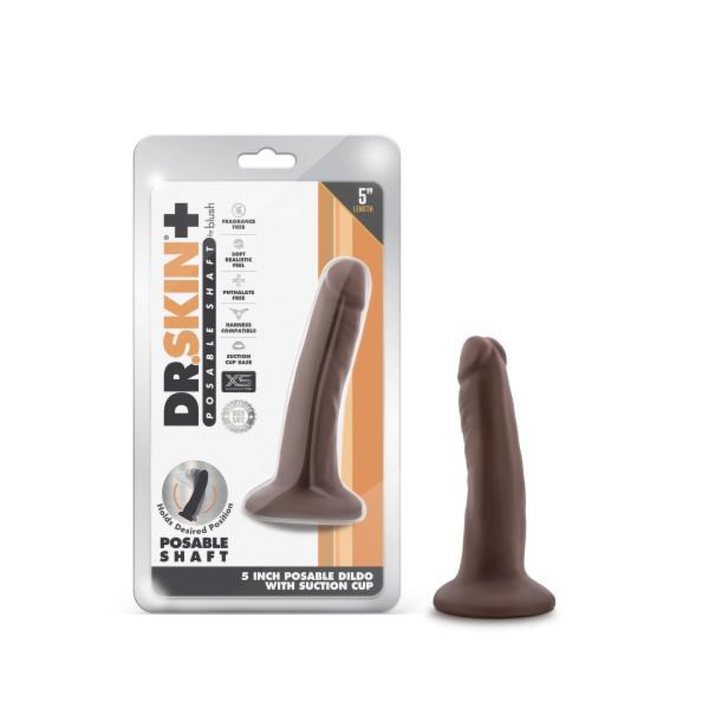 Dr. Skin Plus Poseable Dildo - Chocolate 5in