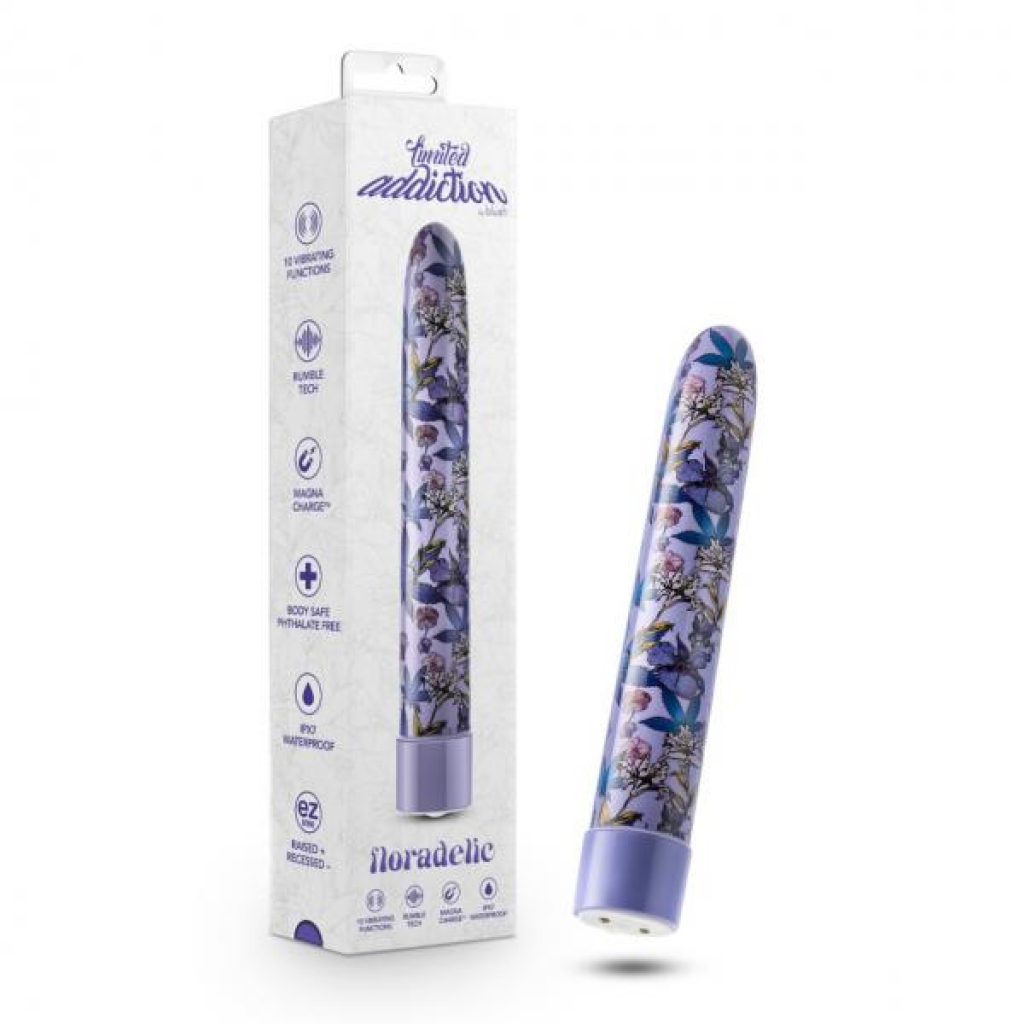 Limited Addiction Floradelic 7 in Rechargeable Vibrator - Purple