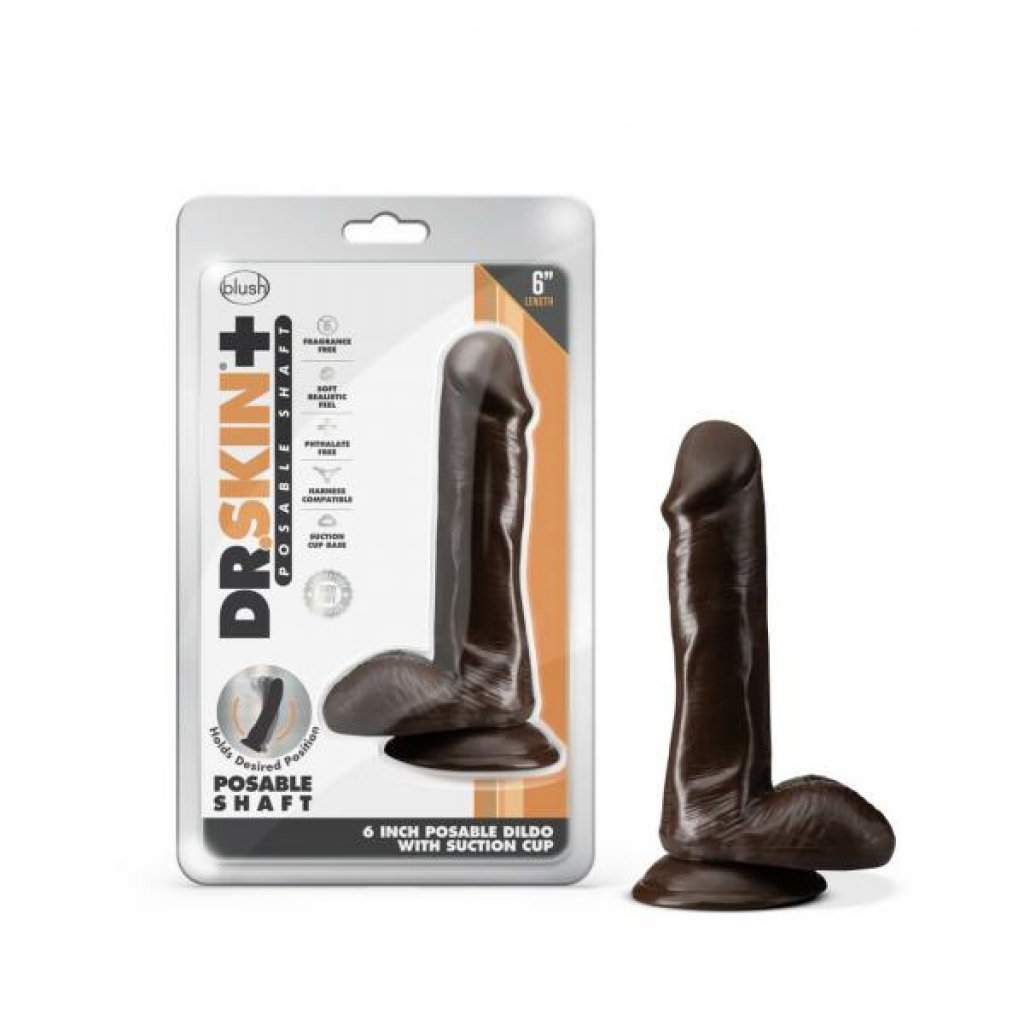 Dr. Skin Plus 6-Inch Poseable Dildo - Chocolate Brown