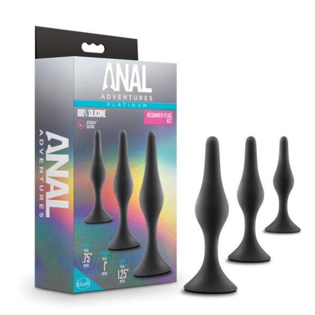 Anal Adventures Beginner Plug Kit - Black